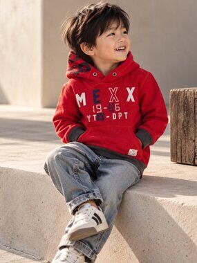 Mexx Boys Red Graphic Pullover Hoodie Sweatshirt 3-4Y Streetwear